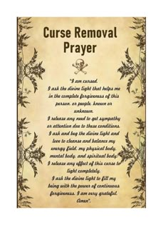 CURSE REMOVAL PRAYER PRINT ON DEMAND DIGITAL DOWNLOAD PRINTABLE Printable sizes are  8"x10" 11"x17" 16x20 18X24 Halloween Spell Book, Spells That Actually Work, Halloween Spells, Magia Das Ervas