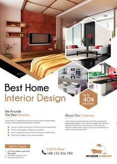 the interior design flyer is shown in this image