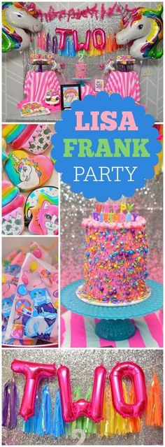 this is a collage of photos with the words fiesta, frank party and balloons