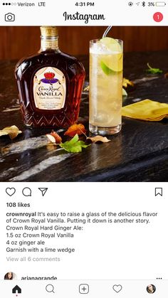 Crown vanilla and ginger ale Crown Royal Vanilla Recipes, Vanilla Drink Recipes, Crown Royal Vanilla, Crown Vanilla, Crown Royal Recipes, Vanilla Drink, Vanilla Drinks, Crown Royal Drinks, Fun Drink Recipe