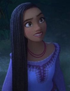 an animated image of a woman with long braids