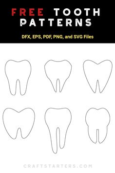 four tooth shapes with the text free tooth patterns