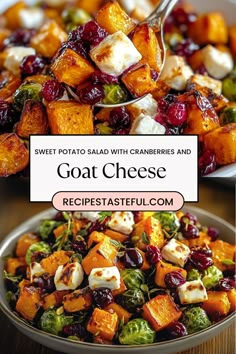 sweet potato salad with cranberries and goat cheese