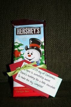 hershey's chocolate bar with a snowman on it and a christmas message