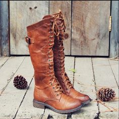 Women's Boots Biker boots Lace Up Boots Riding Boots Outdoor Daily Solid Color Knee High Boots Winter Buckle Flat Heel Round Toe Vintage Casual Minimalism Faux Leather Zipper Lace-up Black Red Brown 2023 - $41.99 Brown Motorcycle, Signature Logos, Shin Guard, Chunky Heels Casual, Rider Boots, Knight Boots, Rugged Boots, Stylish Footwear, Black Motorcycle