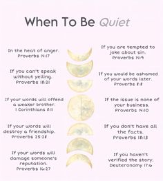 a poster with the words when to be quiet