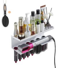 PRICES MAY VARY. 🍷【Upgrade Space】: Yimerlen multifunctional wall-mounted metal storage holder (LxWxH: 15.1Inx5.3Inx4.3In). Well-designed, multi-functional storage, available in black/white, enough space to store your daily necessities. (with air cushion curling hair comb) 🍷【Upgraded Design】: Yimerlen storage holder compatible with dyson airwrap. 1, With 7 storage holes, can store curling irons, widen the display stand, can store daily necessities, adopts water filter design, no water accumulat Dyson Air Wrap Wall Storage, Dyson Airwrap Storage, Airwrap Storage, Curling Iron Storage, Hair Tool Storage, Bathroom Trays, Wall Mount Storage, Curling Hair, Dyson Airwrap