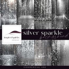 silver sparkle background with black and white text that reads, commercial use for photoshopping