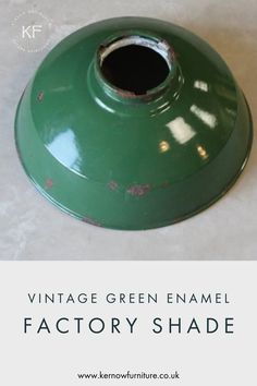 Industrial home aesthetic is achievable with this green enamel factory shade. Enamel Lampshade, Green Light Shade, Vintage Green Lamp, Green Glass Lampshade, Green Enamel Pendant Light