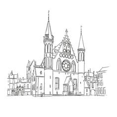 Digitale ‘pentekening’ van het Binnenhof in Den Haag Qr Code, Miniatures, Coding