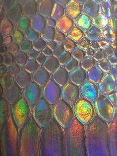 an image of the back side of a snake skin leather material with multicolored scales