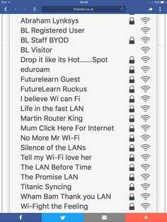 the screenshote menu for an app showing different types of wi - fi signals