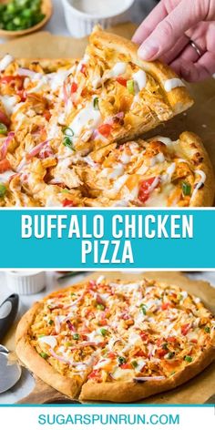 the buffalo chicken pizza is ready to be eaten