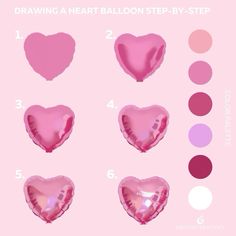 pink heart balloon step by step instructions on how to make it in the shape of a heart