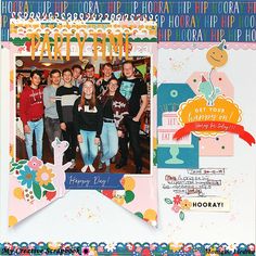 a group of people standing next to each other in front of a happy new year card