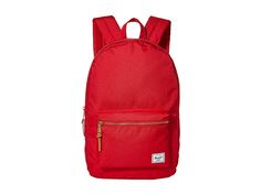 Herschel Supply Co. Settlement - Backpack Bags : Red 1 : Limited lifetime warranty. Don't be dragged down by oversaturated style. Revel in the clean, classic, and uncomplicated design of the Herschel Supply Co. Settlement backpack. School backpack with a classic silhouette in a durable polyester. Spacious main compartment can hold books, clothes, or other daily essentials. Interior sleeve pocket can hold up to a 15 laptop. Additional front compartment with a key clip. Internal media pocket for a Classic Nylon Backpack With Zipper Pocket, Classic Nylon Backpack For Back To School, Classic School Backpack In Nylon, Classic Red Backpack, Classic Nylon School Backpack, Classic School Nylon Backpack, Classic Backpack For Back To School, Classic Nylon Backpack With Zipper Closure, Classic School Backpack With Pockets