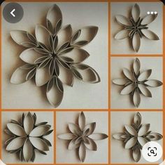 paper flowers are arranged in four different ways