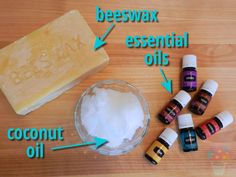 the ingredients to make homemade beeswax soap