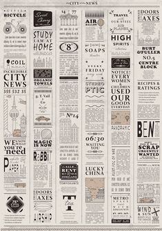 an old newspaper page with many different types of news paper on the front and back