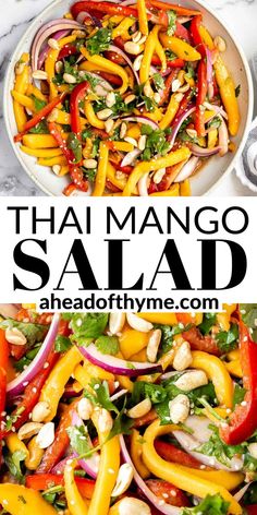 thai mango salad with cashews and red peppers