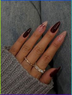 Cute fall nails Trendy fall nails Fall nails 2024 Bow nails Ombre French Nails, Burgundy Nail Designs, Bow Nail Designs, Mint Green Nails, Green Nail Designs, Burgundy Nails, Winter Nail Designs, Fall Nail, Nail Designs Spring