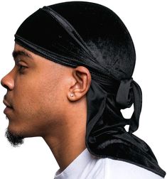 PRICES MAY VARY. 🌊 THE WAVER'S DREAM - Whether you are an elite waver or just getting started, the Veeta velvet durag will take your waves to the next level. The super long ties and stretchy material provides a snug fit for excellent compression during the wolfing stage or to deepen your existing wave patterns. ⭐ HIGH QUALITY CONSTRUCTION - The Veeta du rag is made with a durable soft velvet material on the outside and a silky polyester liner on the inside. This combination of craftsmanship pro Velvet Durag, Do Rag, Hair Bonnet, Shower Caps, Pirate Hats, Linnet, Clothing Size Chart, Protective Hairstyles, Wide Straps