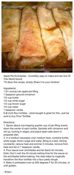 the recipe for apple pie bread is shown