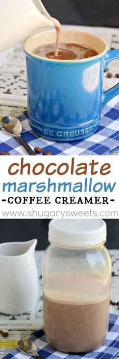 chocolate marshmallow coffee creamer in a glass jar