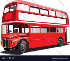 a red double decker bus on a white background