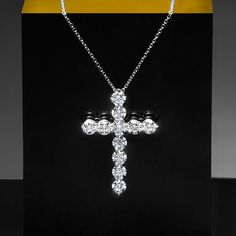 Ross-Simons - 2.00ct t. w. Lab Grown Diamond Cross Pendant Necklace in 14kt White Gold. 16". Our meaningful cross pendant necklace is a stunning statement, bright with 2.00 ct. t. w. round brilliant-cut diamonds in 14kt white gold. Suspends from a cable chain with a 2" extender. Lab-grown diamonds are identical to mined diamonds according to their optical, physical and chemical properties. All Ross-Simons lab-grown diamond jewelry in 14kt gold and platinum (excluding RS Pure designs) includes an IGI Laboratory-Grown Diamond Report to verify color, clarity and carat weight. Springring clasp, lab-grown diamond cross pendant necklace. Diamond birthstones are the perfect gift for April birthdays. Ross Simons Jewelry, Pendant Necklace Diamond, Physical And Chemical Properties, April Birthday, Pure Design, Diamond Birthstone, Diamond Cross Pendants, Necklace Diamond, Diamond Cross