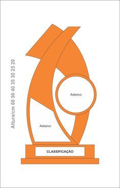 an orange trophy with the words classificacao on it and two arrows pointing to each other