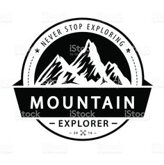 the mountain explorer logo is shown in black and white