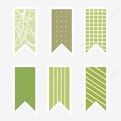 six green banners with white lines and dots on them, banner, line png and psd