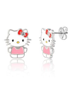 in stock Light Pink Shirt, Hello Kitty Sanrio, Crystal Stud Earrings, Pink Shirt, Pink White, Light Pink, Hello Kitty, Kitty, Stud Earrings