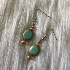 Glass Green/Tan Brown Beaded Earrings 6 Mm Round Bead Drop 1”3/4 Stunning Handmade Bundle For Discounts Granola Earrings, Tan Earrings, Dangle Earrings Boho, Indie Jewelry, Earrings Boho, Earrings Dangle, Cute Earrings, Boho Earrings, Tan Brown