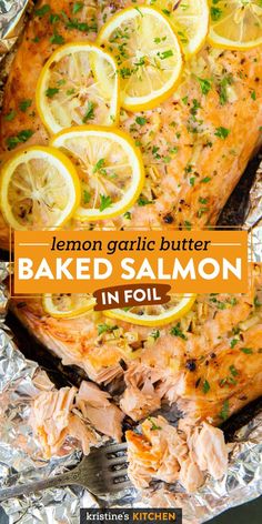 lemon garlic butter baked salmon in foil