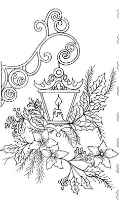 a coloring page with christmas decorations on it