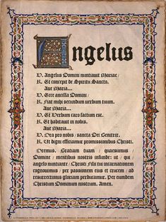 an old book with the word ingelus written in it's middle - eastern writing