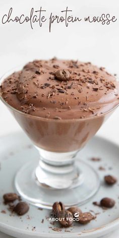 chocolate praten mousse in a glass dish