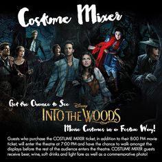 an advertisement for the movie into the woods featuring actors from various films and characters in costume