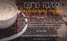 a cup of coffee sitting on top of a pile of coffee beans with the words, como fazer bulletproof coffee