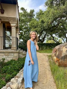 MASON'S DAUGHTER Eloise Dress, Blue Linen King Dress, Tell Me More, Blue Summer Dresses, Linen Maxi Dress, Effortless Elegance, Linen Dress, Summer Activities, Dress Blue, Tell Me