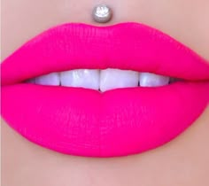 Pink Plump Lips, Emily Makeup, Neon Pink Lipstick, Neon Lipstick, Beautiful Lip Color, Lips Painting, Lips Art Print, Revolution Eyeshadow