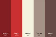 the color palette is red, brown, and white with different colors on it's sides