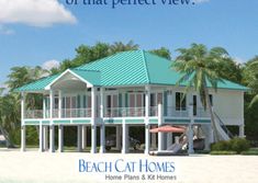 a beach house with palm trees in the background and text that reads, what's your home on that perfect view?