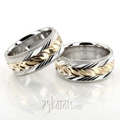 two silver and gold wedding bands