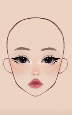 Douyin Makeup Drawing, How To Do This Makeup Look Drawing, Goth Makeup Ideas Drawing, Unique Makeup Looks Creative, Makeup Looks Drawing, Makeup Ideas Drawing, Anime Make-up, Kawaii Makeup Aesthetic, Makeup Template