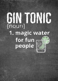 a chalkboard with gin tonic written on it