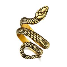 PRICES MAY VARY. Seductive Snake Wrap Ring -This snake ring models featured a flexible body and concrete head and tails. A ring is a snake, remaining firmly coiled around the fingers, beatifully detailed. Create a dangerous but charming seductive sense to your audience. Show your individuality. Treat yourself or someone with these sexy and elegant rings. Serpent Ring Jewelry -Serpent, a timeless fashion and becoming the emblem of beauty and strength, is a classic symbol dating back to ancient Greek and Roman mythology. Representing wisdom, vitality, and the circle of life. This Serpent ring will never out of fashion, you could wear it all the time and fit everyone who is a snake lover. IMPRESSIVE MATERIAL & QUALITY - This snake is made of solid sturdy stainless steel. Non-tarnish, anti-all Black Serpent, Snake Gift, Snake Rings, Serpent Ring, Snake Lovers, Casual Rings, Birthday Fashion, Mens Rings Fashion, Greek And Roman Mythology