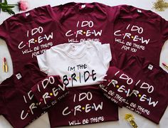 the bride and groom's t - shirts are laid out on top of each other